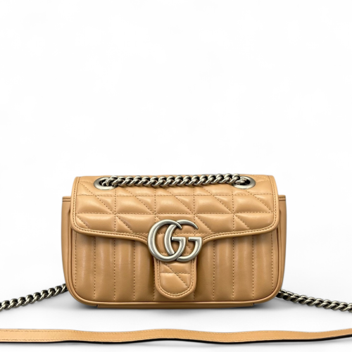 Gucci Matelasse Mini GG Marmont Calfskin Camel