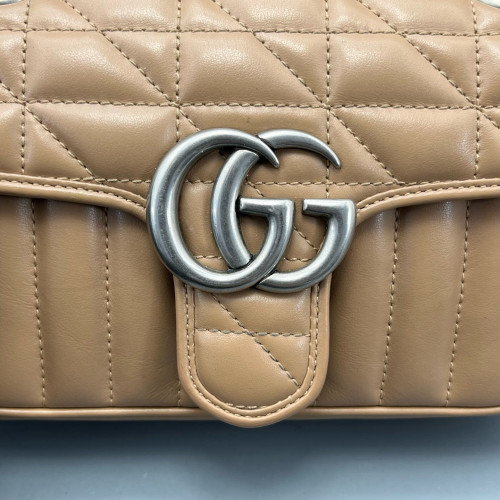 Gucci Matelasse Mini GG Marmont Calfskin Camel