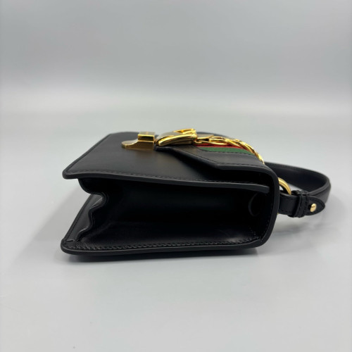Gucci Mini Sylvie Top Handle Calfskin Black Green Red