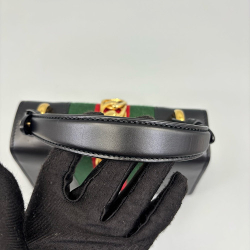 Gucci Mini Sylvie Top Handle Calfskin Black Green Red