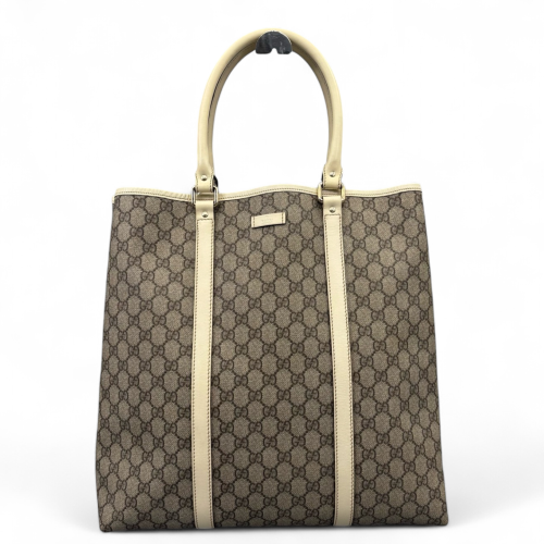 Gucci Tote Bag GG Supreme Monogram Beige Brown White