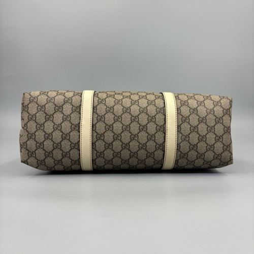 Gucci Tote Bag GG Supreme Monogram Beige Brown White
