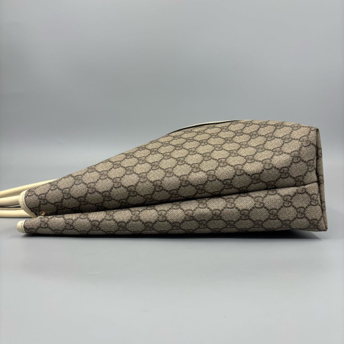 Gucci Tote Bag GG Supreme Monogram Beige Brown White