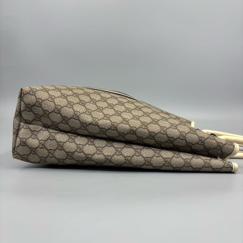 Gucci Tote Bag GG Supreme Monogram Beige Brown White
