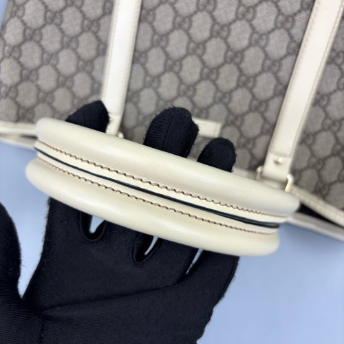 Gucci Tote Bag GG Supreme Monogram Beige Brown White