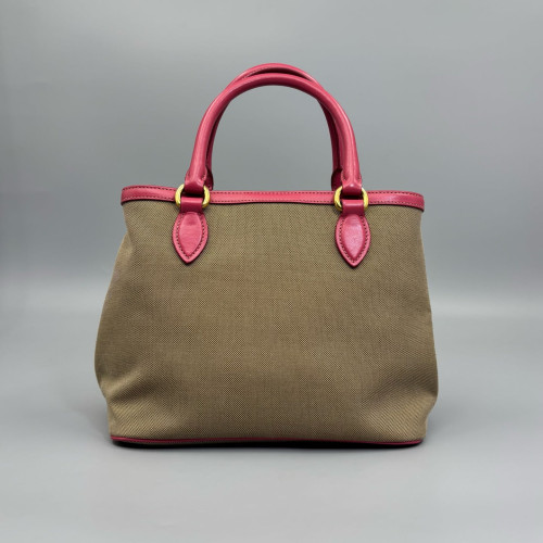 Prada Tote Bag Canvas Pink Khaki