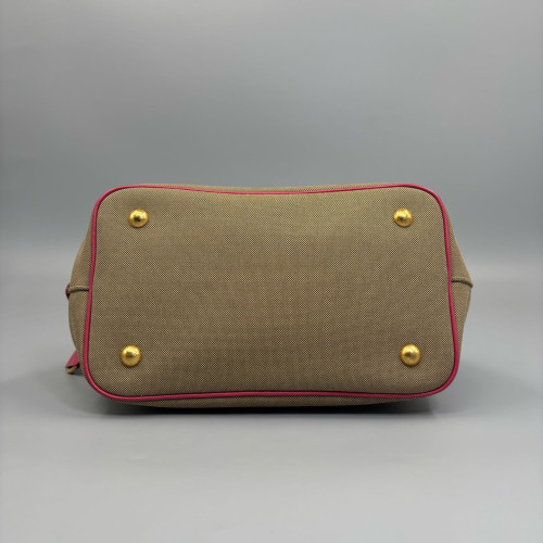Prada Tote Bag Canvas Pink Khaki