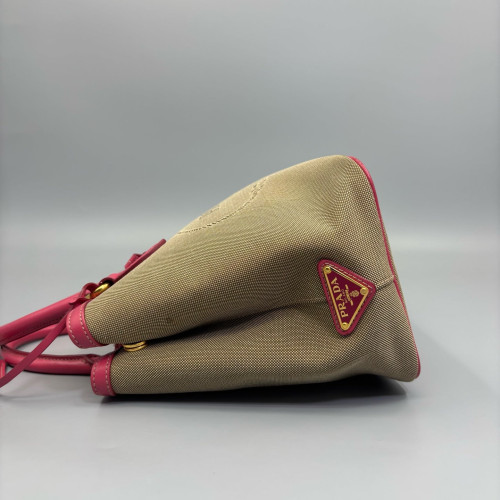 Prada Tote Bag Canvas Pink Khaki