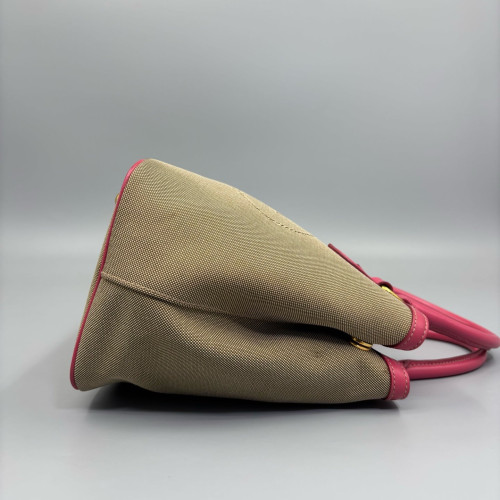 Prada Tote Bag Canvas Pink Khaki