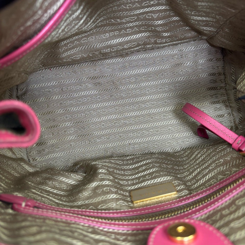 Prada Tote Bag Canvas Pink Khaki