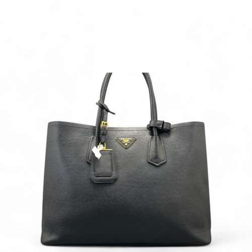 Prada Large Double Bag Saffiano Calfskin Black