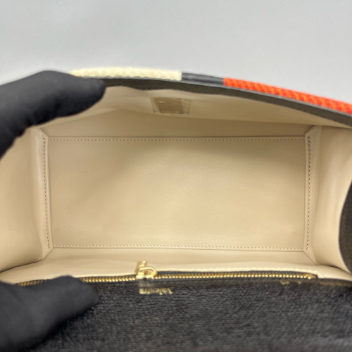 Valextra Two-Way Bag Calfskin Canvas Orange Black Pink