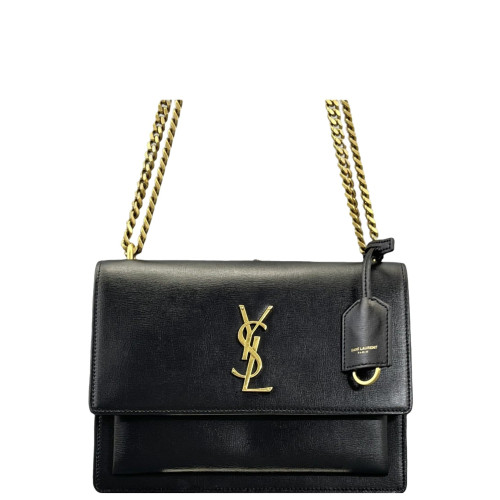 Yves Saint Laurent Medium Sunset Calfskin Black
