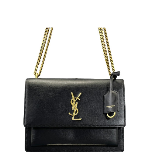 Yves Saint Laurent Medium Sunset Calfskin Black