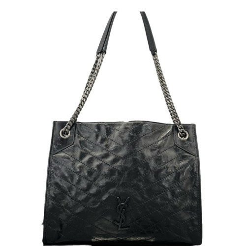 Yves Saint Laurent Medium Niki Shopping Tote Pull Up Leather Black Yves Saint Laurent Medium Niki Shopping Tote Pull Up Leather Black