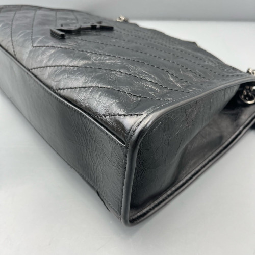 Yves Saint Laurent Medium Niki Shopping Tote Pull Up Leather Black Yves Saint Laurent Medium Niki Shopping Tote Pull Up Leather Black