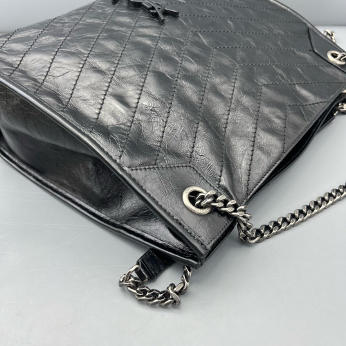 Yves Saint Laurent Medium Niki Shopping Tote Pull Up Leather Black Yves Saint Laurent Medium Niki Shopping Tote Pull Up Leather Black