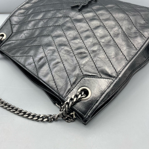 Yves Saint Laurent Medium Niki Shopping Tote Pull Up Leather Black Yves Saint Laurent Medium Niki Shopping Tote Pull Up Leather Black