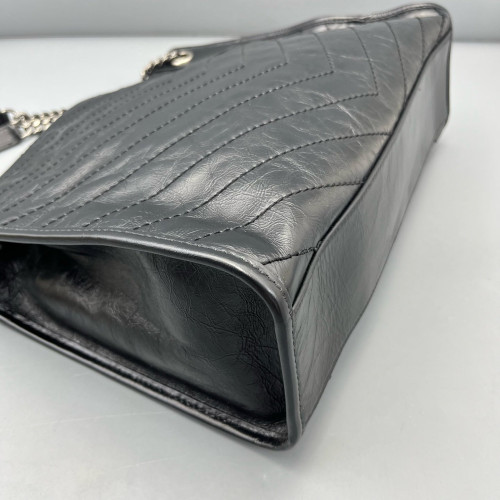 Yves Saint Laurent Medium Niki Shopping Tote Pull Up Leather Black Yves Saint Laurent Medium Niki Shopping Tote Pull Up Leather Black