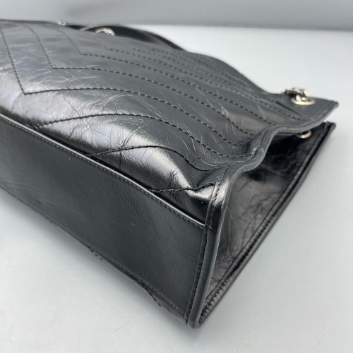 Yves Saint Laurent Medium Niki Shopping Tote Pull Up Leather Black