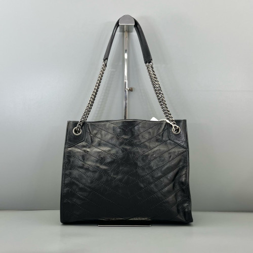 Yves Saint Laurent Medium Niki Shopping Tote Pull Up Leather Black Yves Saint Laurent Medium Niki Shopping Tote Pull Up Leather Black