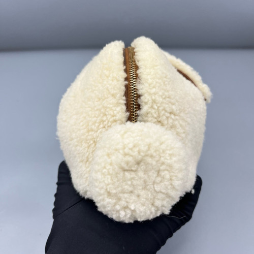 Loewe Bunny Shoulder Bag Faux Fur White Brown Loewe Bunny Shoulder Bag Faux Fur White Brown