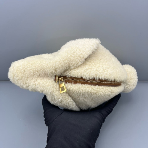 Loewe Bunny Shoulder Bag Faux Fur White Brown Loewe Bunny Shoulder Bag Faux Fur White Brown