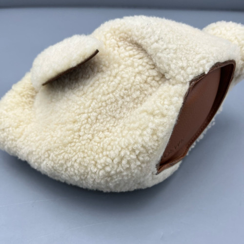 Loewe Bunny Shoulder Bag Faux Fur White Brown Loewe Bunny Shoulder Bag Faux Fur White Brown