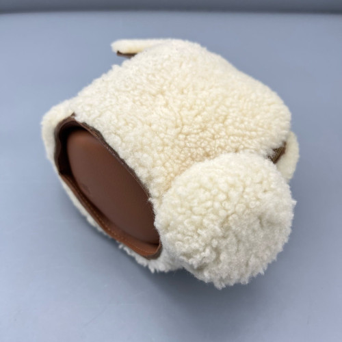 Loewe Bunny Shoulder Bag Faux Fur White Brown Loewe Bunny Shoulder Bag Faux Fur White Brown