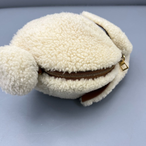 Loewe Bunny Shoulder Bag Faux Fur White Brown Loewe Bunny Shoulder Bag Faux Fur White Brown