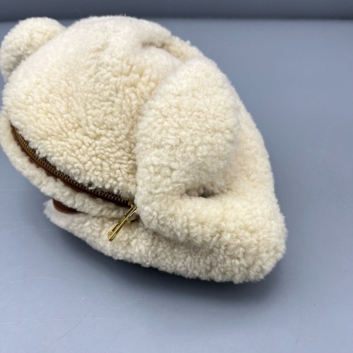 Loewe Bunny Shoulder Bag Faux Fur White Brown Loewe Bunny Shoulder Bag Faux Fur White Brown
