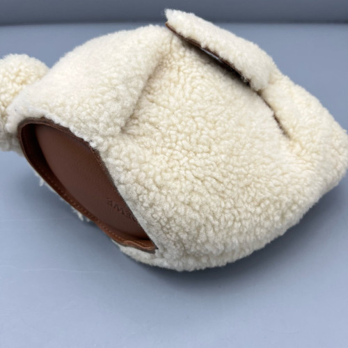 Loewe Bunny Shoulder Bag Faux Fur White Brown Loewe Bunny Shoulder Bag Faux Fur White Brown
