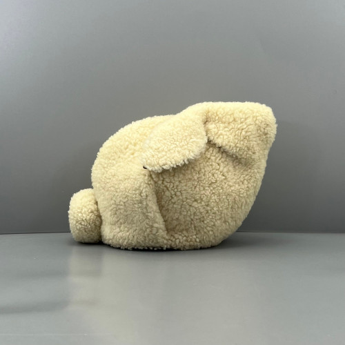 Loewe Bunny Shoulder Bag Faux Fur White Brown Loewe Bunny Shoulder Bag Faux Fur White Brown