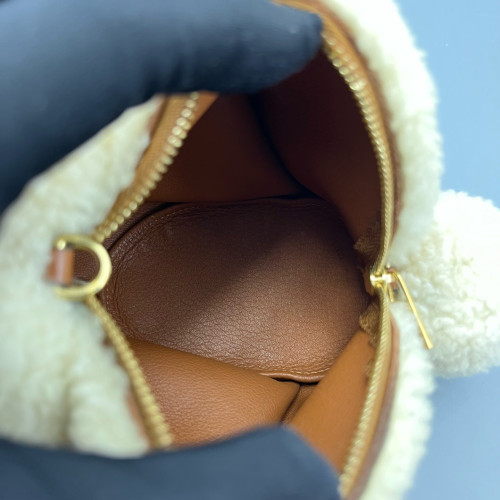 Loewe Bunny Shoulder Bag Faux Fur White Brown Loewe Bunny Shoulder Bag Faux Fur White Brown
