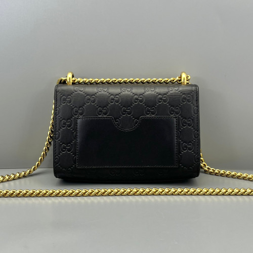 Gucci Small Padlock Shoulder Bag Guccissima Black