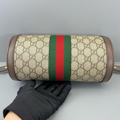 Gucci Web Tubular Vanity Case GG Supreme Monogram Beige Ebony Beige Brown