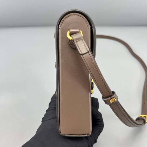 Gucci Mini Horsebit 1955 Crossbody Bag Calfskin Brown Gucci Mini Horsebit 1955 Crossbody Bag Calfskin Brown