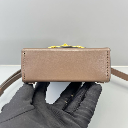 Gucci Mini Horsebit 1955 Crossbody Bag Calfskin Brown Gucci Mini Horsebit 1955 Crossbody Bag Calfskin Brown