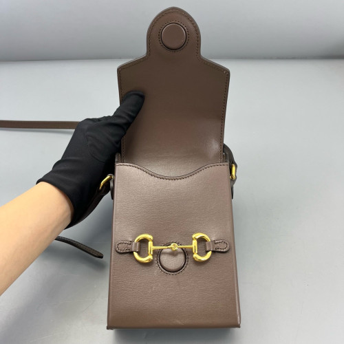 Gucci Mini Horsebit 1955 Crossbody Bag Calfskin Brown Gucci Mini Horsebit 1955 Crossbody Bag Calfskin Brown