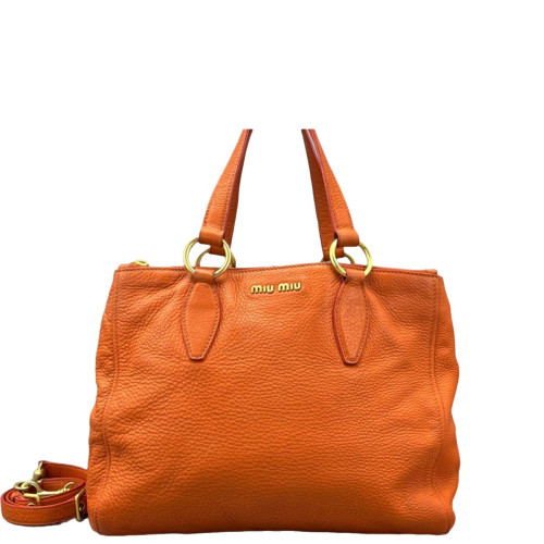 Miu Miu Tote Bag Grained Calfskin Orange