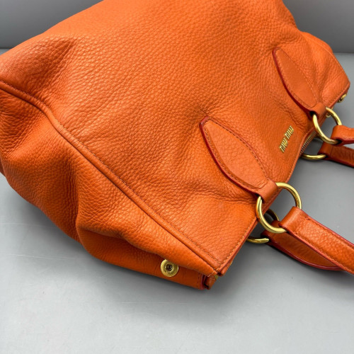 Miu Miu Tote Bag Grained Calfskin Orange
