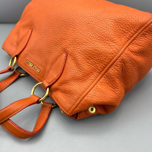 Miu Miu Tote Bag Grained Calfskin Orange