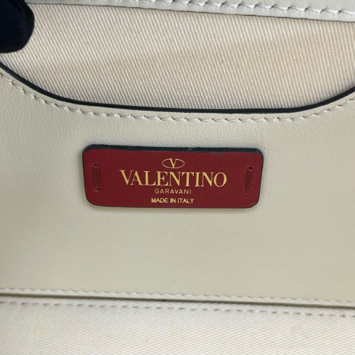 Valentino Rockstud Flap Bag Calfskin White