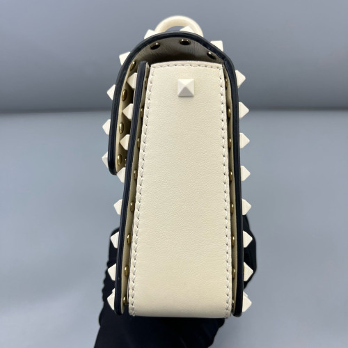 Valentino Rockstud Flap Bag Calfskin White