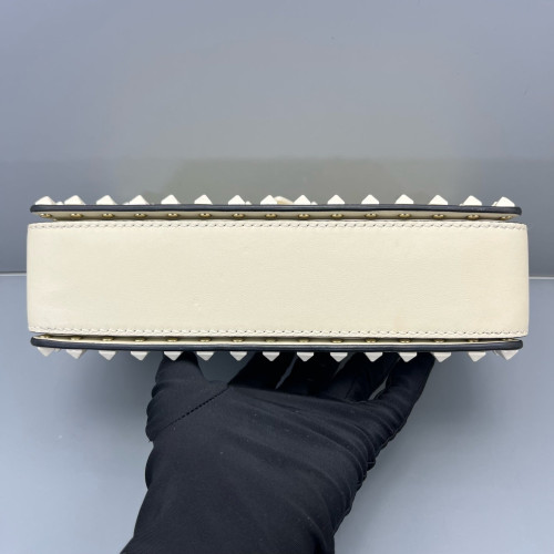 Valentino Rockstud Flap Bag Calfskin White