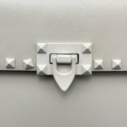 Valentino Rockstud Flap Bag Calfskin White