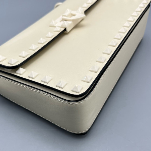 Valentino Rockstud Flap Bag Calfskin White
