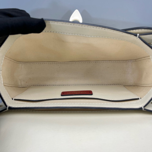 Valentino Rockstud Flap Bag Calfskin White