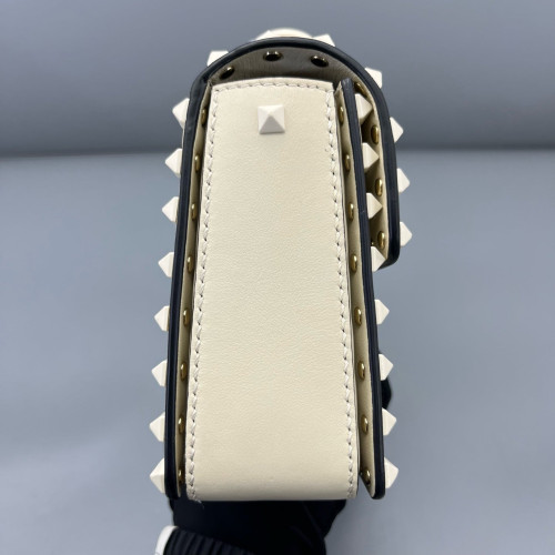 Valentino Rockstud Flap Bag Calfskin White