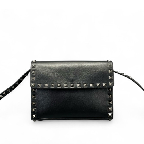 Valentino Rockstud Shoulder Bag Calfskin Black